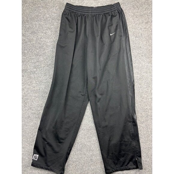 Nike Track Pants Men's L Black Basketball Pull On Drawstring Ankle Zip Pockets - Picture 1 of 13